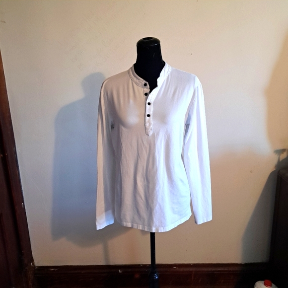 Kuyigo Size Md Mens Pullover...4 Button Henley..White - Picture 1 of 7